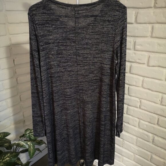 Gap Ladies Size Medium Long Sleeve Lightweight Navy & Grey Tweed Dress - Picture 2 of 7
